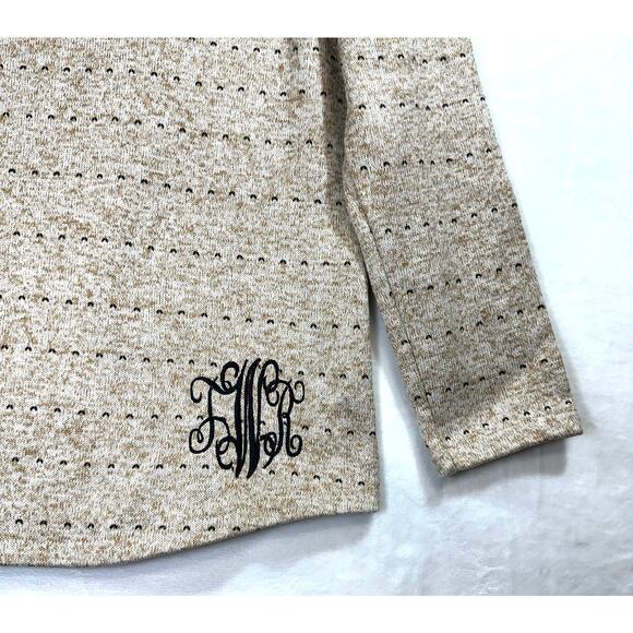Marley Lilly Brown Large Pullover Sweatshirt Pattern Monogram Initial JWR Fall - Picture 5 of 12